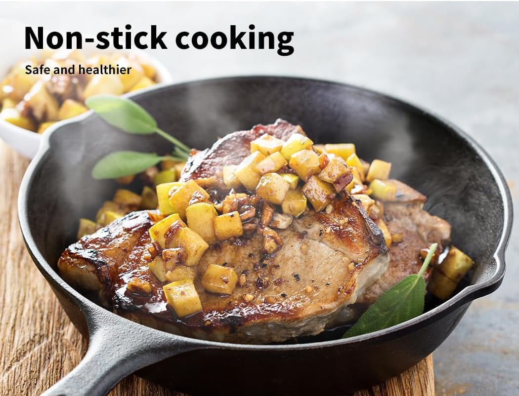 TOQUE Non Stick Frying Pan Set, 3PCS Cast Iron Pan, Steak Skillet BBQ Induction Cookware Frypan, Kitchen Dinner Set Utensil Pans 17Cm/21Cm/27Cm Dia. image number 6