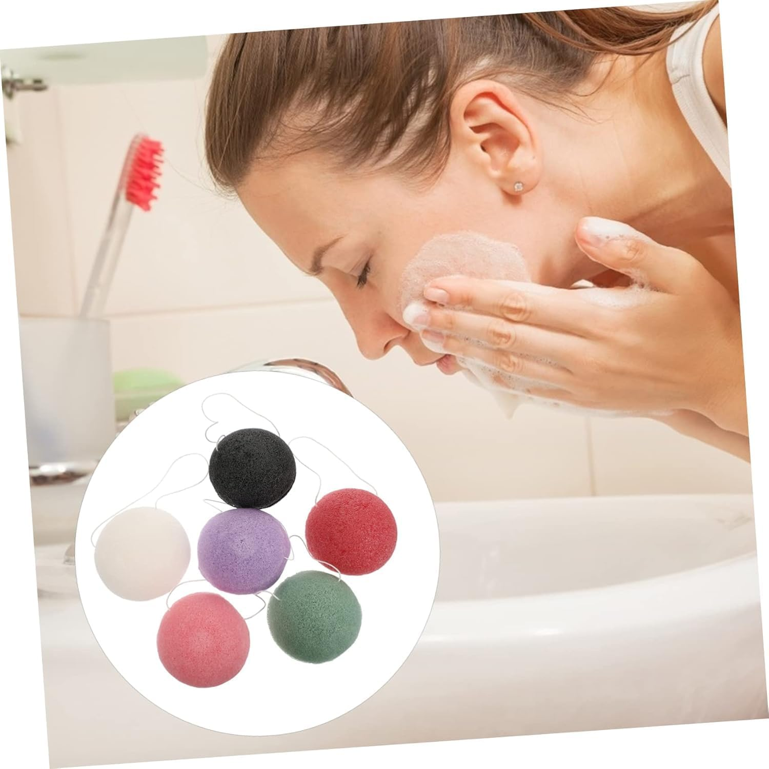 6Pcs Natural Konjac Facial Sponges for Sensitive Skin Exfoliating Deep Cleansing Makeup Removal Gentle Sponge Puff for Rosacea Dry Flakes Blackhead and Oil Control image number 6