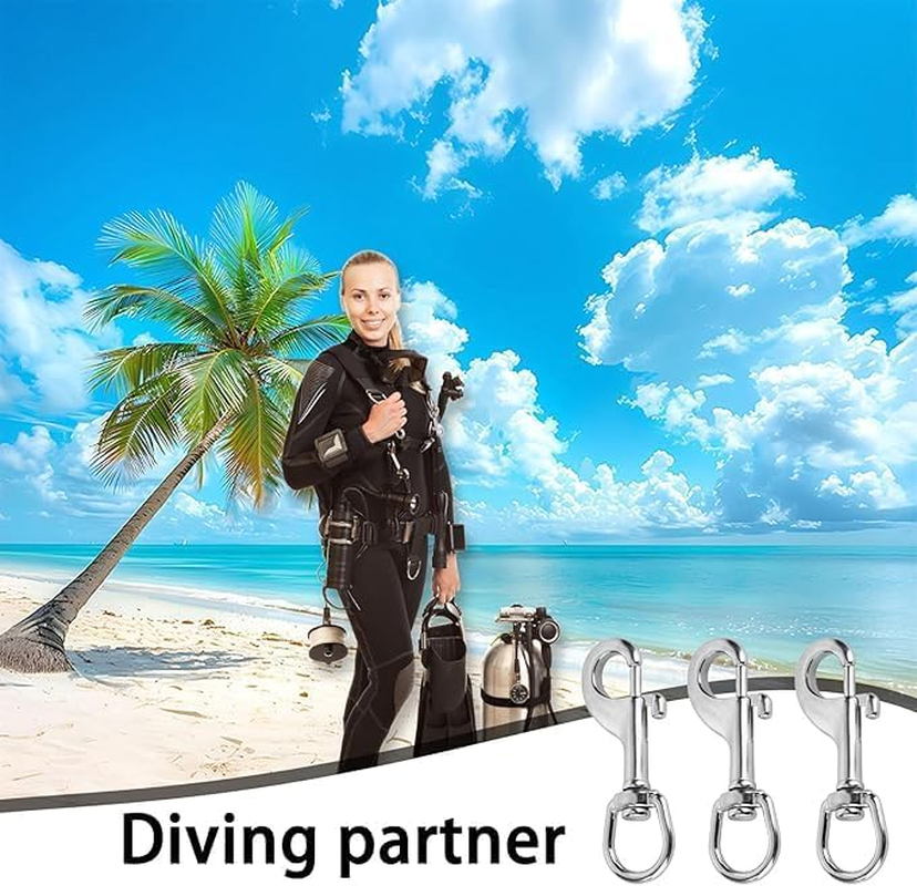 Ksngtixe 3Pcs Stainless Steel 316 Heavy Duty Swivel Snap Hooks, Marine-Grade Bolt Spring Hooks for Diving, Dog Leash, Flagpole Rope, Camera Strap & Clothesline image number 1