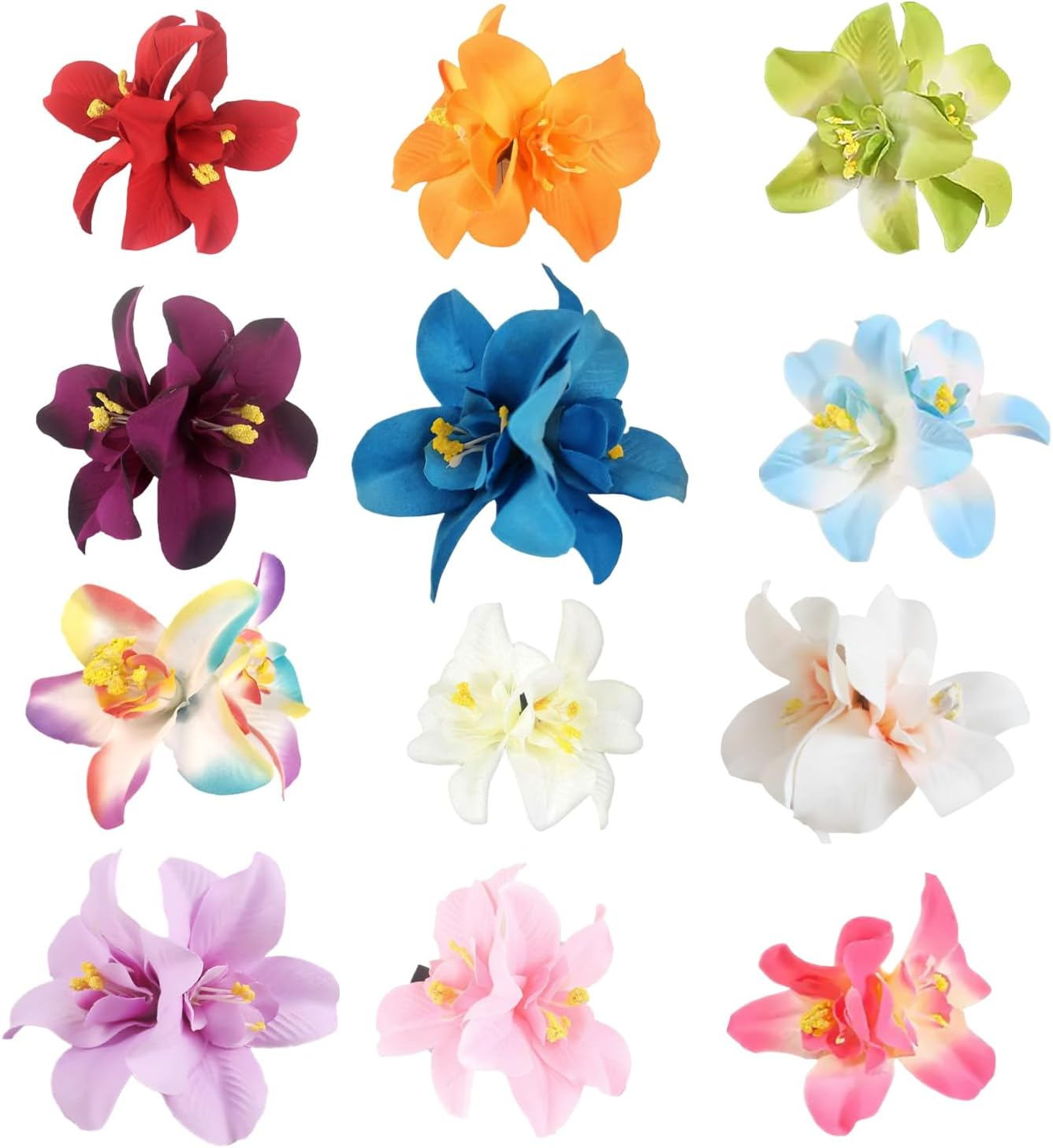 12 Flower Shaped Hair Pins, Beachwear Accessories, Fresh and Sweet Hair Accessories, Hairstyle Decoration Accessories image number 3