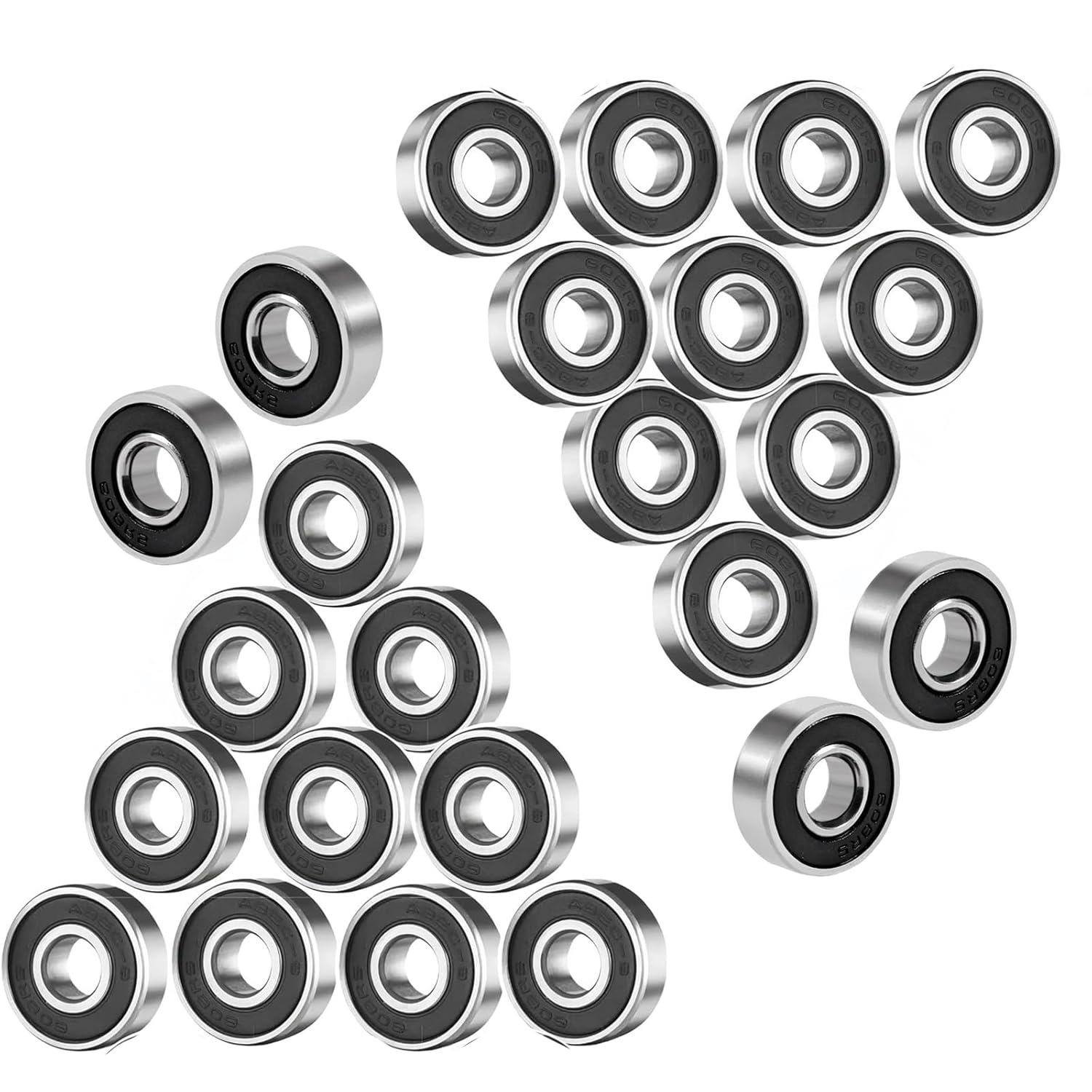 Yeanifeana 24PCS 608-RS Ball Bearing, Double Rubber Sealed Shielded Miniature Deep Groove Bearings for Skateboards, Skates, Scooters & Longboards, High Speed, Low Noise, Durable image number 3