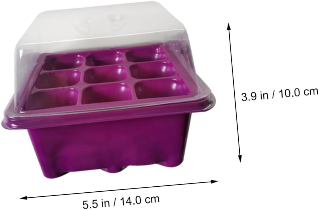 Parliky 9-Hole Plant Germination Tray Humidity Dome 2Pcs Purple Seed for Indoor Gardening and Propagation image number 6