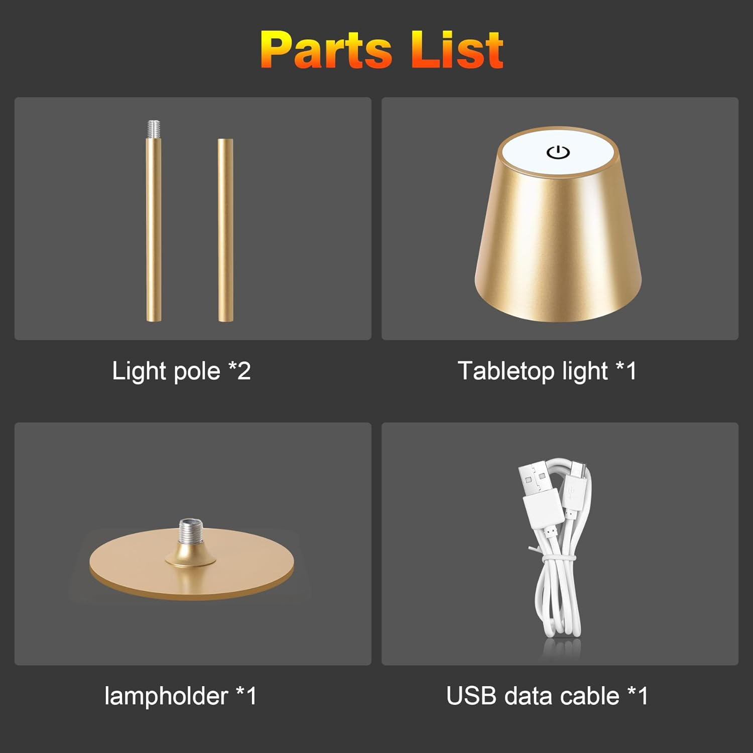 LED Table Lamp, Dimmable LED Battery Table Lamp Wireless, with 6000 Mah Battery, Rechargeable Table Lamp with USB, 3 Light Modes for Bedroom, Living Room, Dining Room, Bar, Gold, Large - 1 Piece Golden image number 6