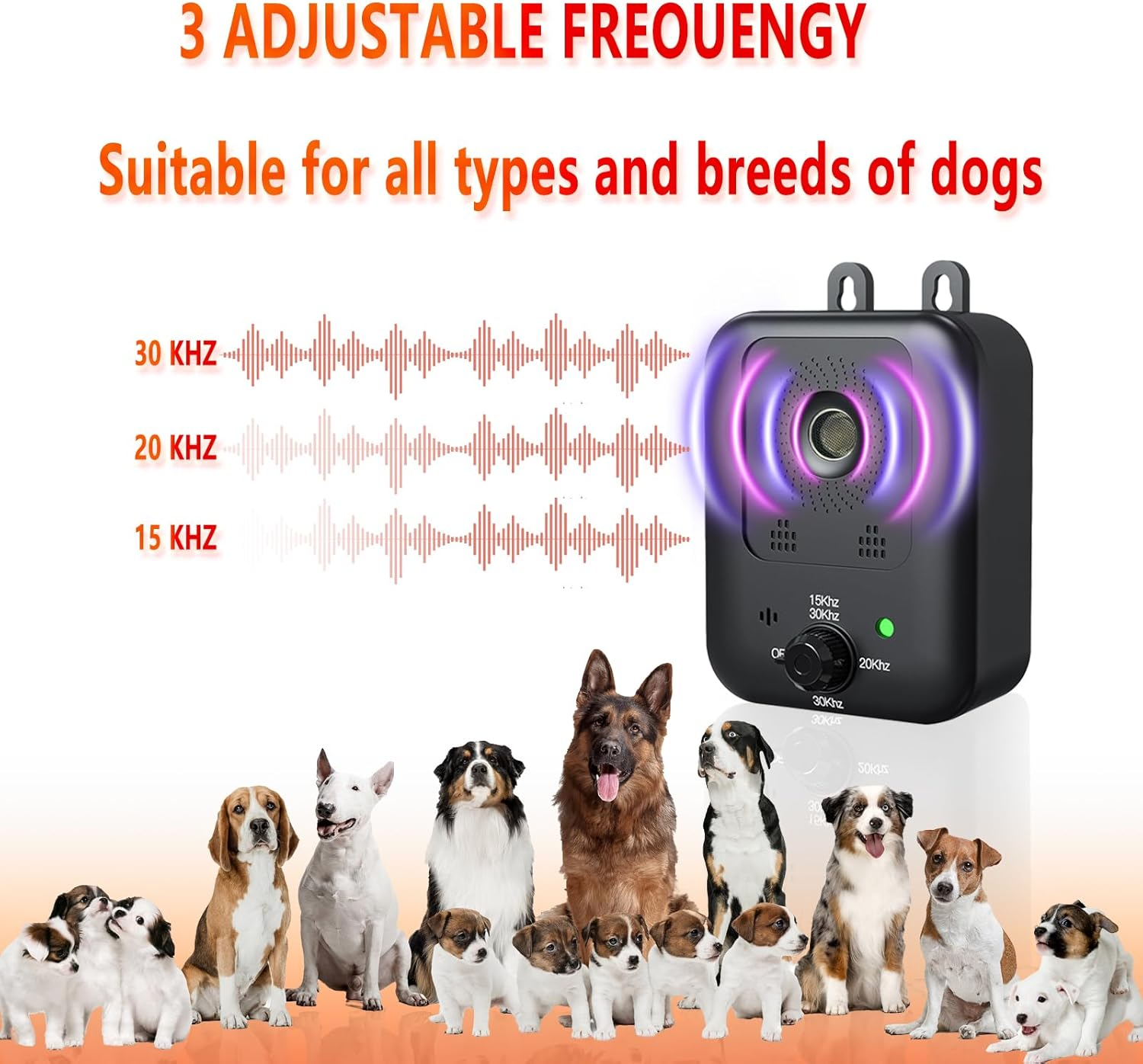 Anti Barking Device for Dogs,Ultrasonic Dog Bark Control Devices,Bark Recognition Silencer,15To30Khz 3 Nodes Range Deterrent of up to 50 Ft,Rechargeable Waterproof,For Indoor and Outdoor(Black2) image number 1