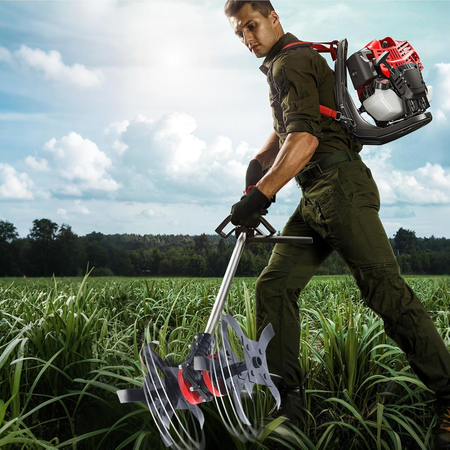 Loosening Soil Machine Wheel - Heavy Duty Tiller Weeding Wheel,Gardening & Lawn Care Tool for Soil Cultivation Farm Tractor Field Garden Home Users Professionals Business Users Beginners - 10-In Loose Soil image number 2