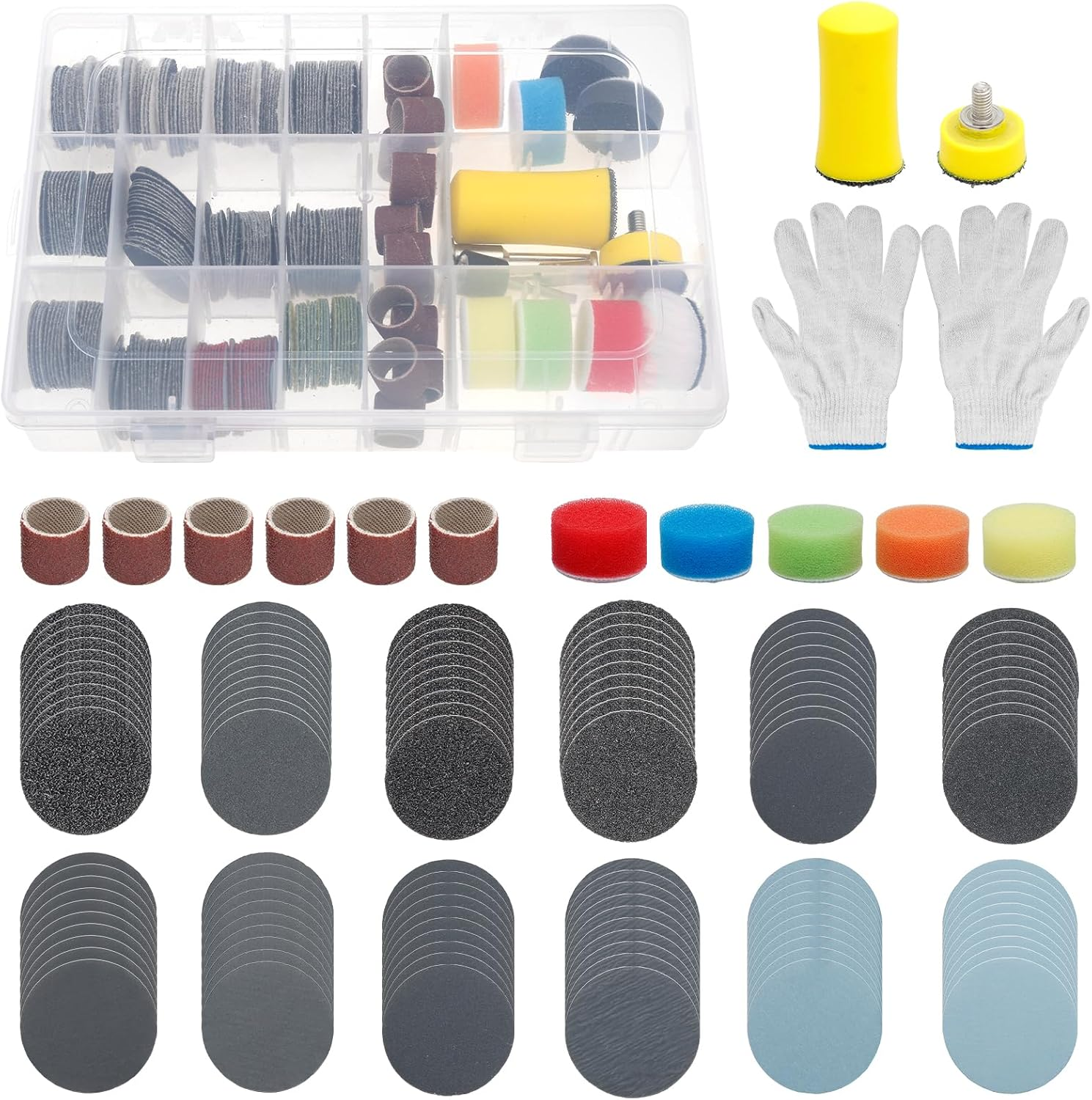 215Pcs Sanding Discs Assortment Kit 3 Inch Quick Change Discs 60-10000 Grit for Drill Grinder Rotary Tools Wet Dry Polishing Attachments for Automotive Headlight Restoration, Wood, Glass (Set of 1)