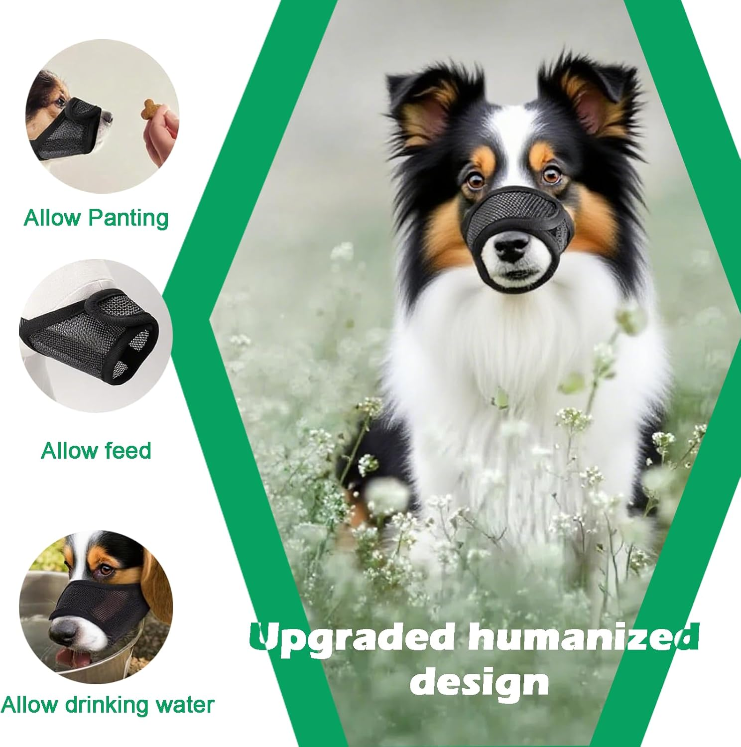 Hrenvaxil Muzzle, Anti-Bark Dog Muzzle, Adjustable Comfortable Breathable Mesh Muzzle for Small and Medium Dogs, Secure Fit for Safe Breathing and Drinking (Black) image number 2