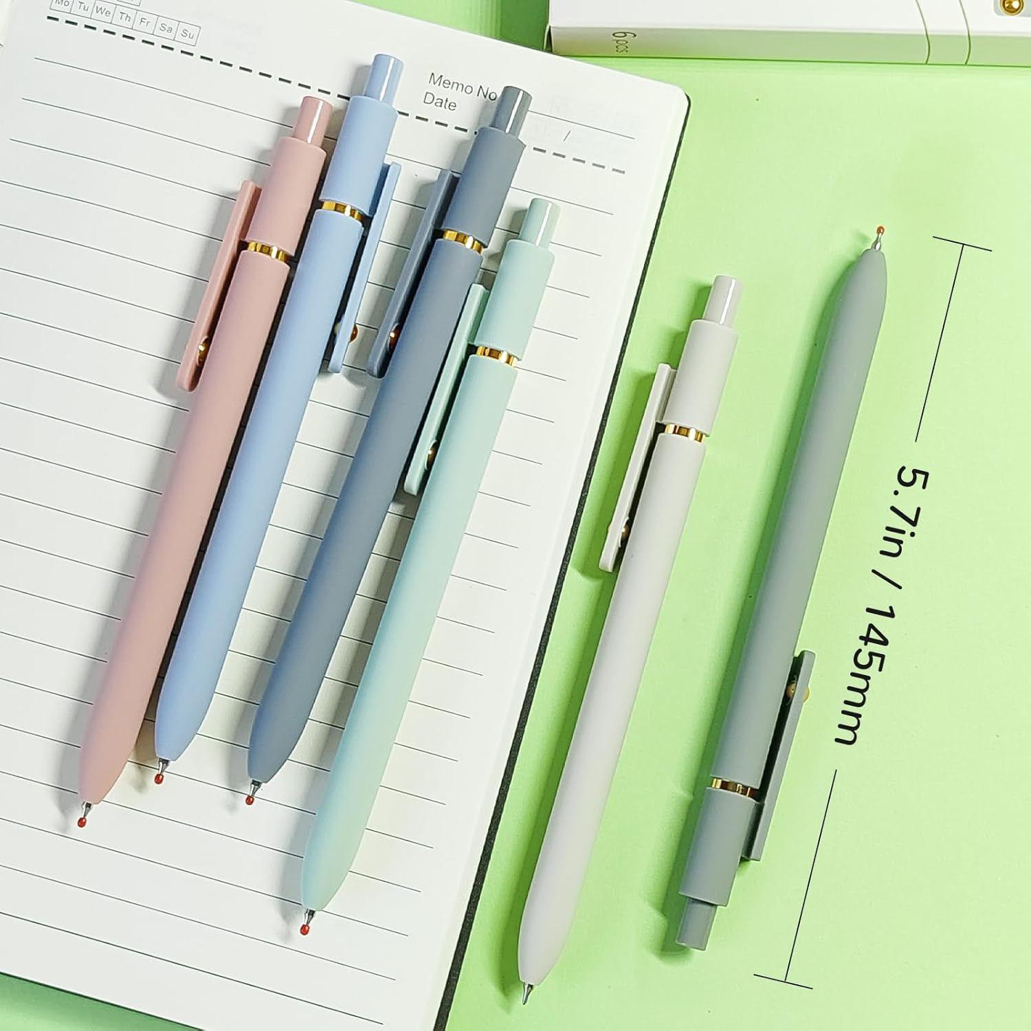 UIXJODO Gel Pens, 6 Pcs Black Ink Pens for Women, 0.5Mm Fine Point Smooth Writing Pens, High-End Series Retractable Pens for Journaling Note Taking (6 Pcs Gold Morandi) image number 5