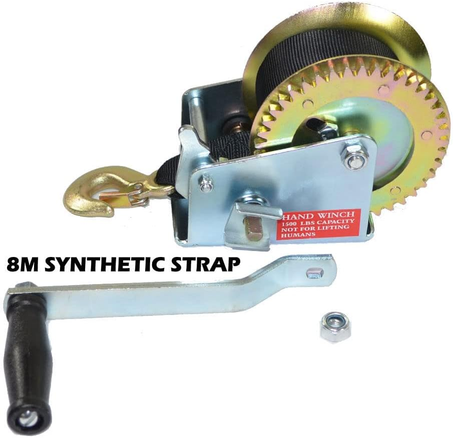 Hand Winch 1500Lbs/680Kg 2-Gears 8M Synthetic Cable Boat Trailer 4WD Winch image number 2