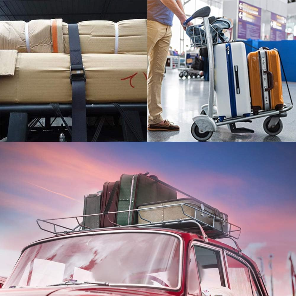 6Pcs Tie-Down Straps, Heavy Duty Lashing Straps 2M Tension Belts Ratchet Straps Luggage Straps Capacity 250KG with Metal Buckle for Motorcycles,Trucks,Cargo,Bicycles image number 3