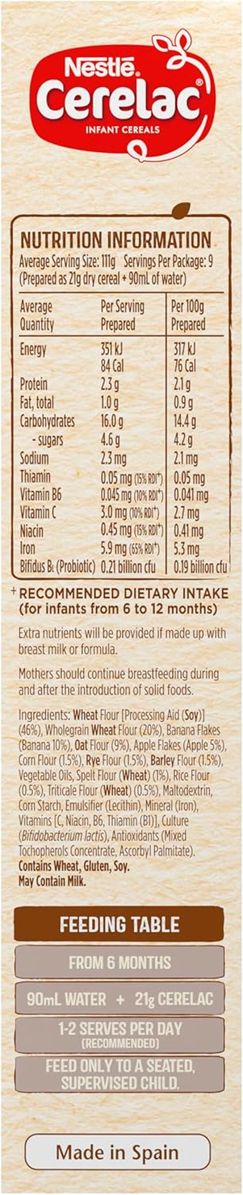 Nestl&eacute; CERELAC Infant Cereal Multigrain with Banana & Apple Baby Cereal from 6 Months &ndash; 200G (Pack of 6)