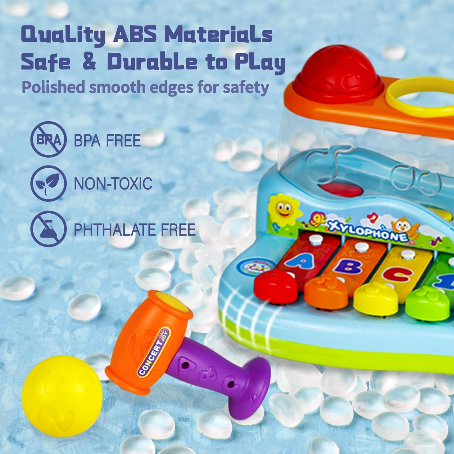 Baby Toys for 1 2 Year Old Boys Girls, Kids Musical Instruments, Hammering Pounding Xylophone Piano Toys with Sensory Montessori Balls, Early Educational Toys for Toddler, Christmas Gifts image number 4