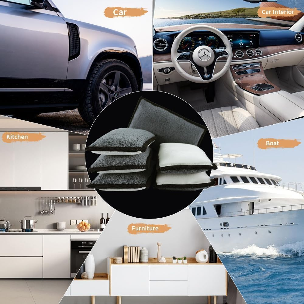 Leanockesa 6 PCS Car Interior Cleaning Sponge, Premium Microfiber Auto Detailing Sponges for Leather, Plastic, Vinyl and Upholstery Cleaning, Gentle yet Effective Car Wash Sponges image number 1