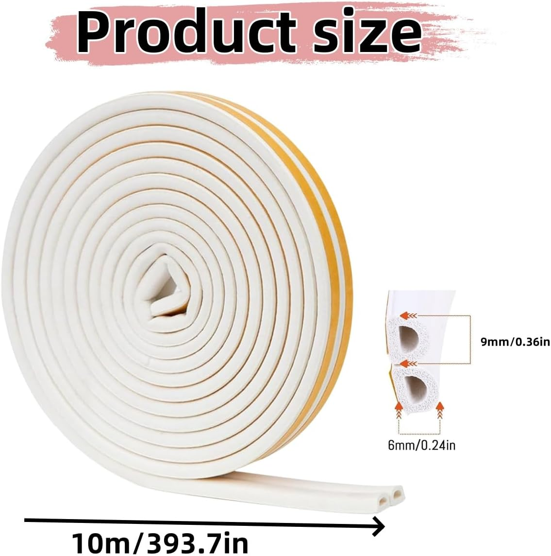 Anti-Collision Rubber D Type Foam Sealing Tape,Weather Stripping Tape, Self Adhesive Noise Insulation Strip for Door Window Frame Gap, Indoor Weather Seal 10M-Door Self-Adhesive image number 5