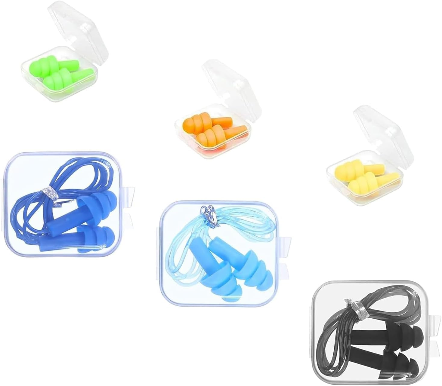 6PCS Ear Plugs for Sleeping with 32Db Noise Reduction, Reusable Soft Silicone Ear Plugs for Swimming, Snoring, Work, Concerts, Shooting, Travel - 3 Pairs with Cord & 3 without Cord image number 1