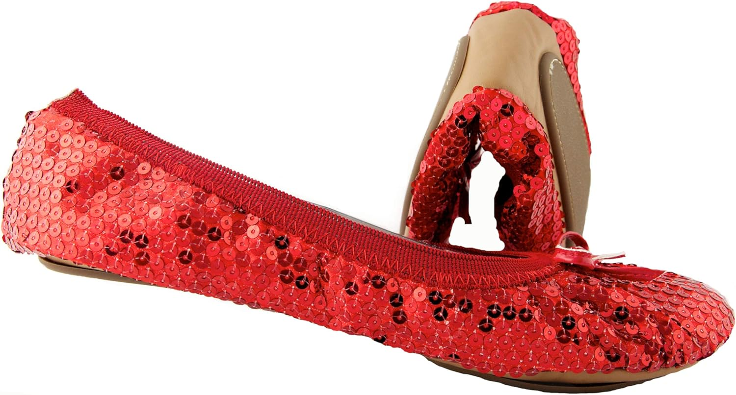 Fit in Clouds Womens Sequin Foldable Portable Flats