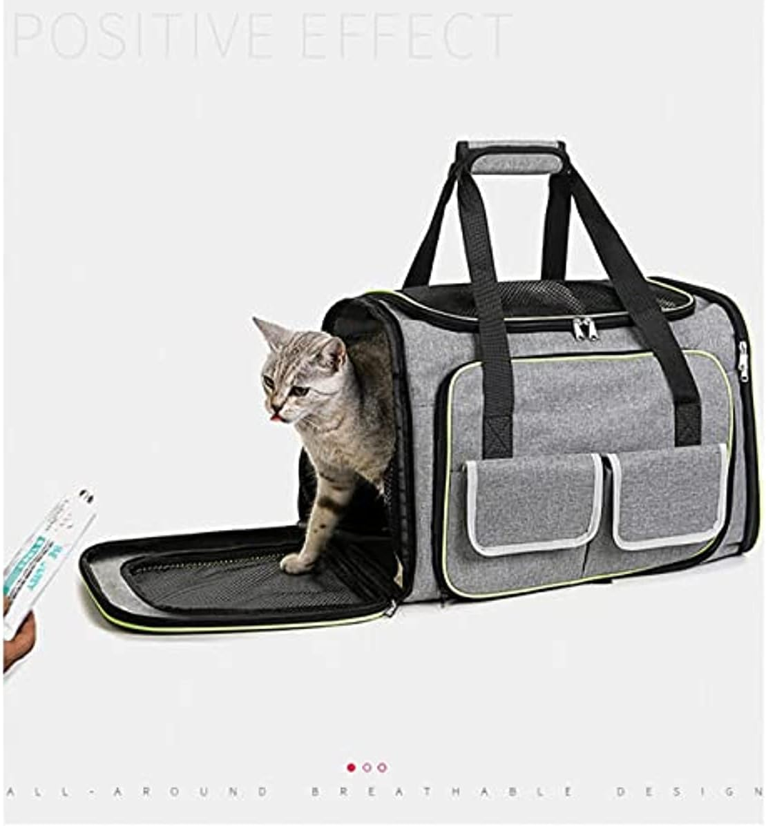 Large 2 Sides Expandable Pet Carrier, Airline Approved Soft-Sided Dog Cat Travel Carrier Bag with Removable Fleece Pad for Cats, Puppy and Small Animals image number 4