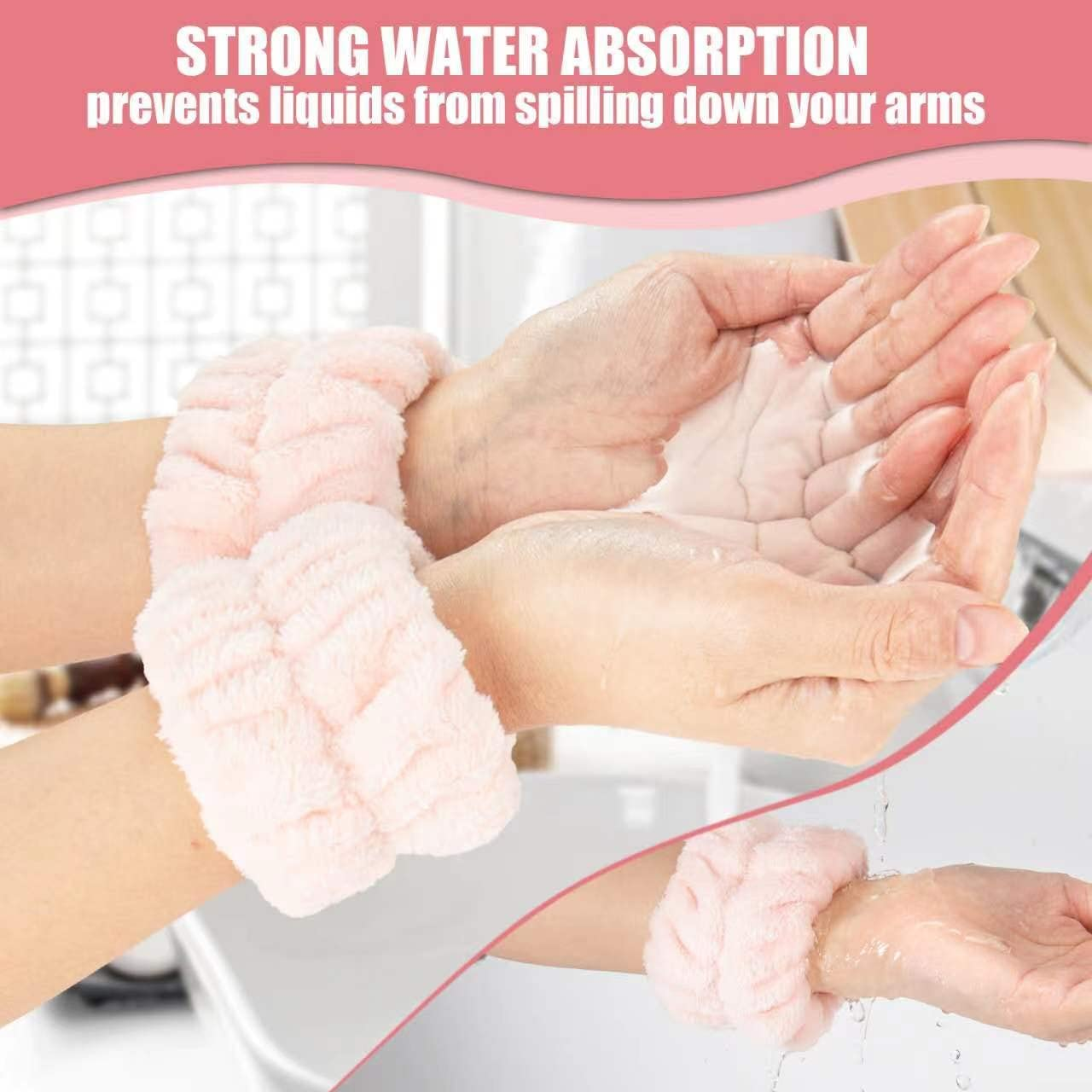 Anmieciu 12Pcs Wrist Washband Set, Face Washing Bands, Microfiber Spa Wash Towels, Prevent Liquid from Spilling down Your Arms