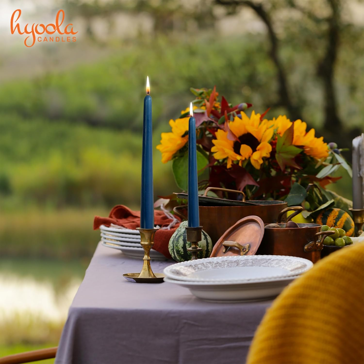 Hyoola 12 Pack Tall Taper Candles - 10 Inch Midnight Blue Dripless, Unscented Dinner Candle - Paraffin Wax with Cotton Wicks - 8 Hour Burn Time image number 1