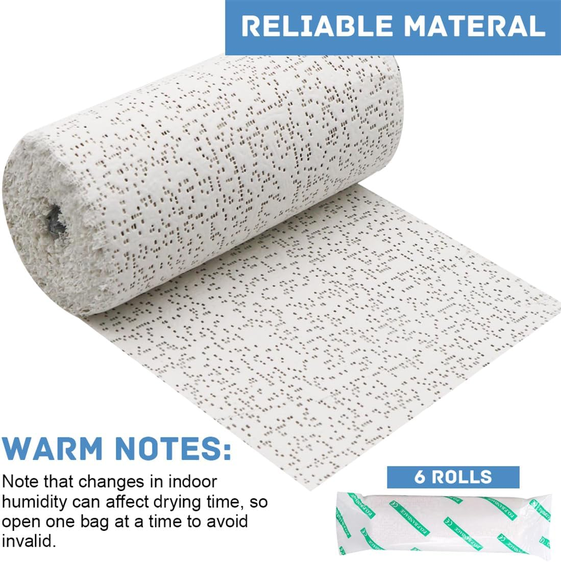 Plaster Cloth Gauze Plaster Bandage Roll Pack of 6 White Bandages Wrap Belly Casting Kit for Body Casts Craft Projects Mask Making Scenery Molds, 6 Inch X 106 Inch image number 2