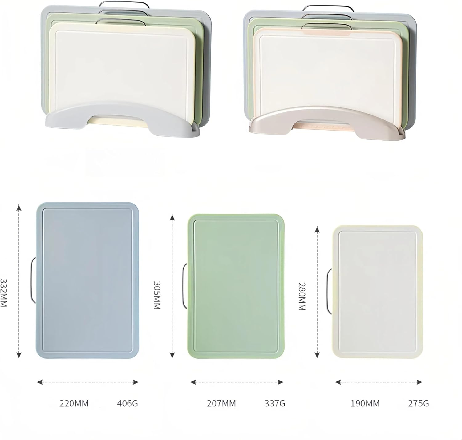 Roagoway 3-Piece Chopping Board Set with Storage Holder, Kitchen Cutting Board Food Prep Mats image number 3