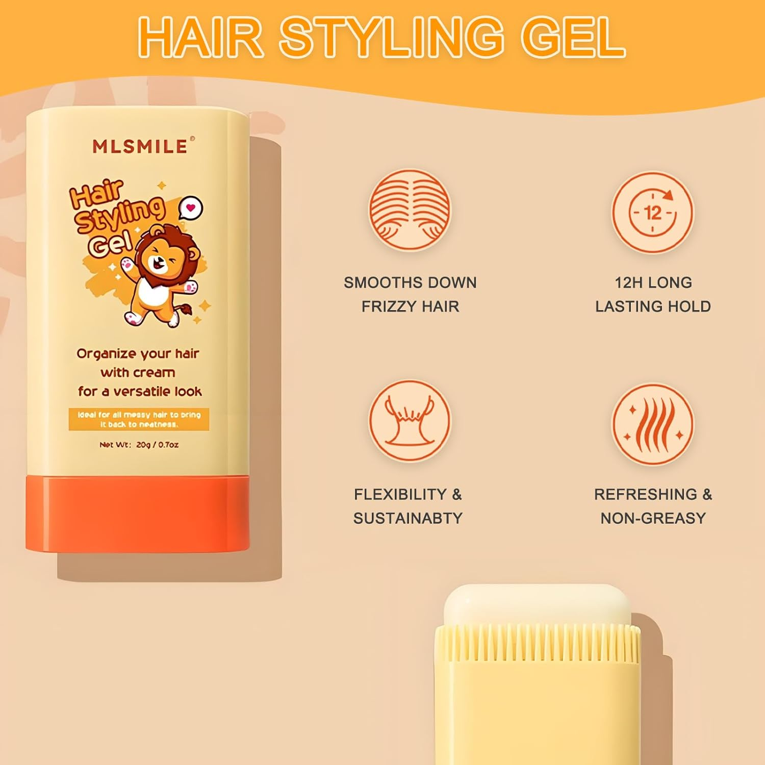 Checkzed Hair Styling Gel for Kids, Children'S Hair Wax Stick - Built-In Comb 2-In-1 Hair Finishing Stick, Natural Ingredients Refreshing and Non-Greasy, Easy to Styling, Compact and Portable image number 2