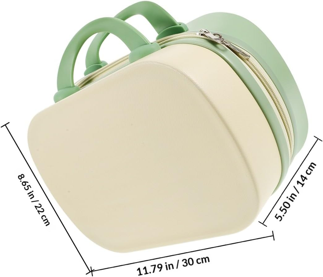 BAZEITFLOW Portable 14-Inch Hard Makeup Case Travel Cosmetic Organizer Box with Dual-Color Yellow and Green Design Lightweight Makeup Storage for Women image number 4