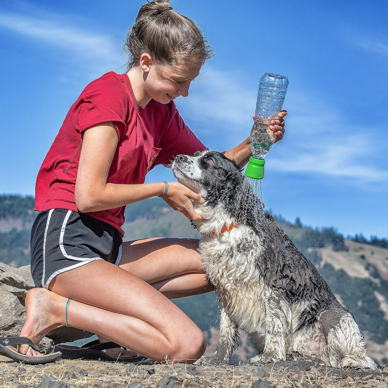 Kurgo Portable Outdoor Shower for Dogs, Pet Bathing Gear, Dog Travel Accessories, Hiking, Beach or Camping Supplies for Pets, Works with 2 Litre Soda Bottle, Mud Dog Shower image number 2