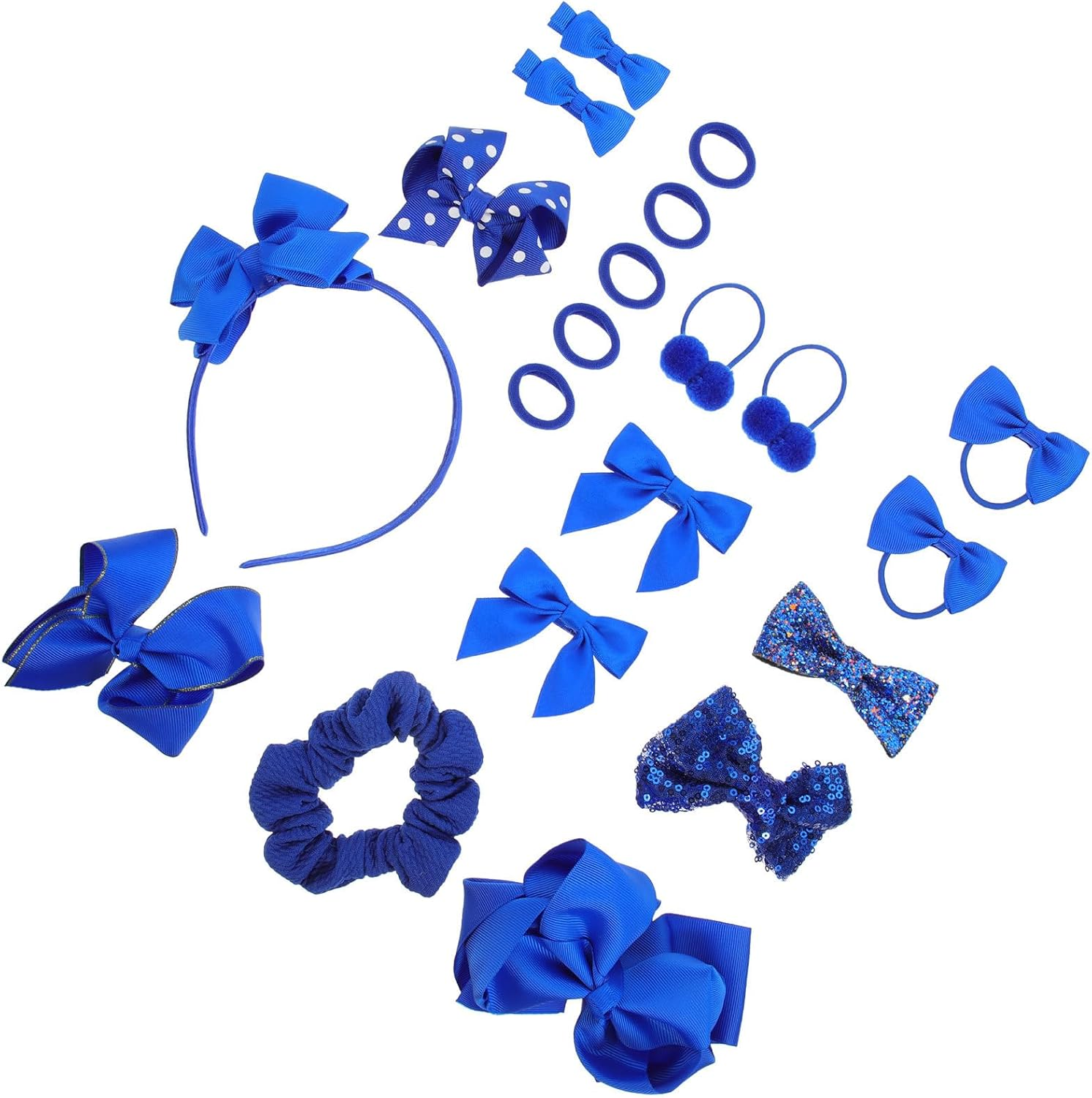 20Pcs Royal Blue Hair Accessories Set &ndash; Hair Bows, Clips, Scrunchies, and Headband for School and Everyday Use image number 6