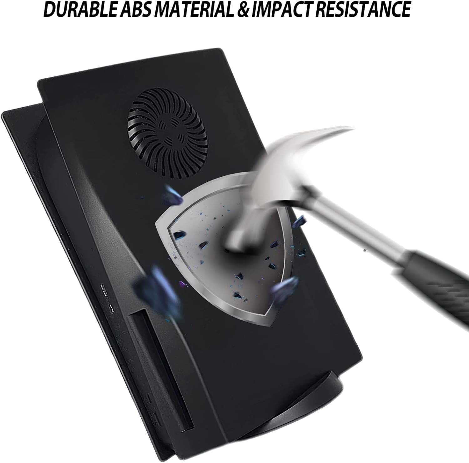 Cover Plates with Cooling Vent for PS5 Disc Edition Console, Accessories for Playstation 5 Face Plates Side Panels Shell Replacement Protective Faceplates (Black) image number 4