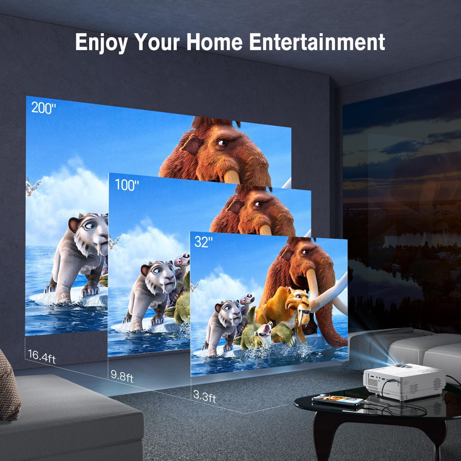 Mini Projector, Portable Video Projector HD 1080P Supported, 14000L Home Projector, Compatible with TV Stick, HDMI, USB, AV, Laptop, Iphone, Android Smartphone image number 6