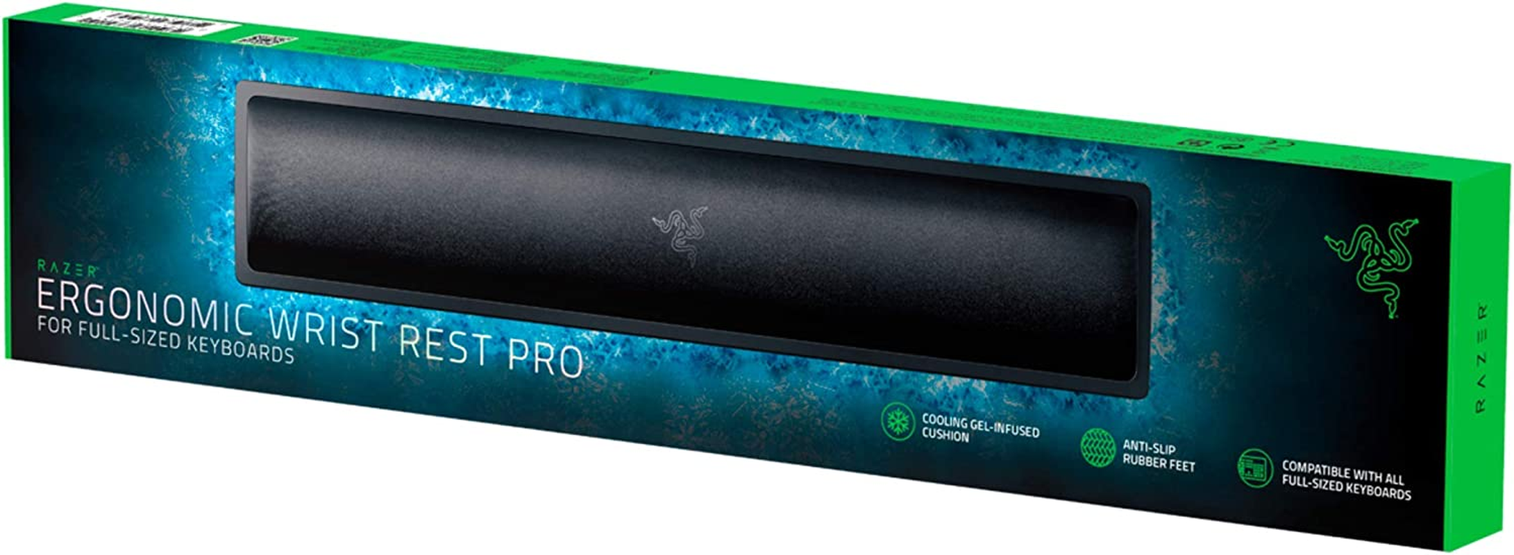 Razer Ergonomic Wrist Rest Pro for Full-Sized Keyboards: Cooling Gel Infused - Anti-Slip Rubber Base - Angled Incline - Classic Black image number 2