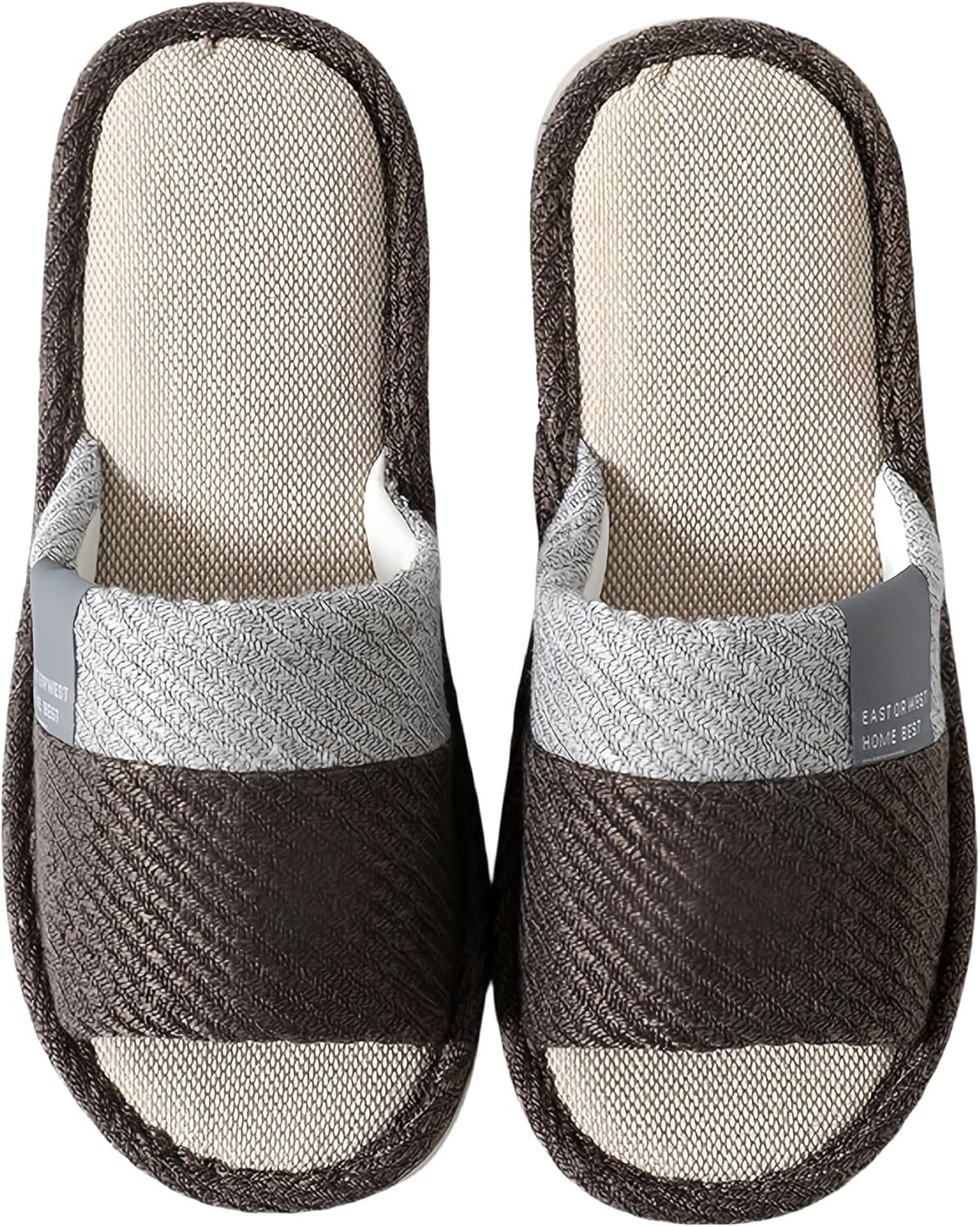 GEBUFAW Linen Slippers for Women Japanese Style Summer House Slippers Indoor Lightweight Open Toe Bathroom Slides Soft Sole Sandals for Home Use