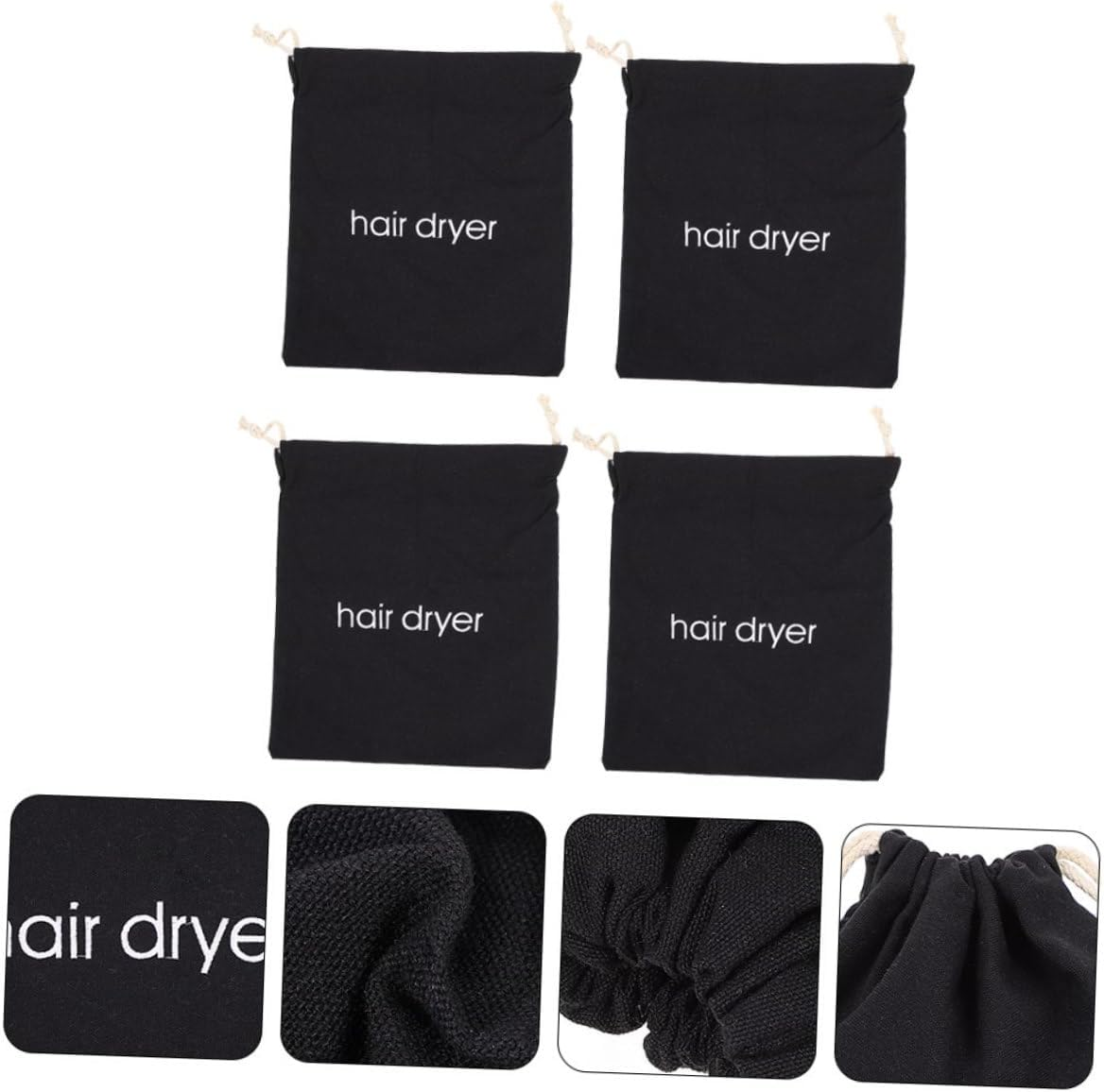 Healvian 4Pcs Drawstring Storage Bags for Hair Dryer Canvas Holders for Easy Organization Practical Scratch Design for Home and Travel Use image number 5