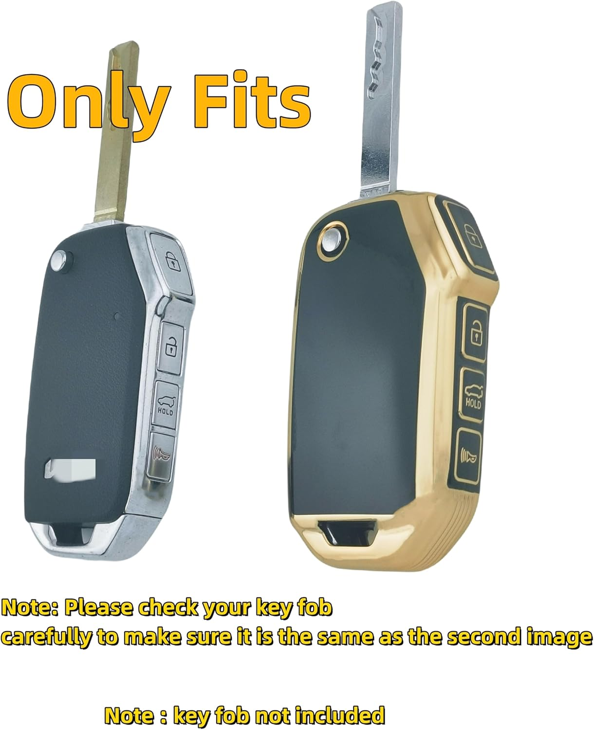 RUNZUIE 2Pcs 4 Buttons TPU Key Fob Cover for 2019-2023 2024 Kia K5 Forte Seltos Soul Sportage Sorento Cerato (Folding Flip) image number 3