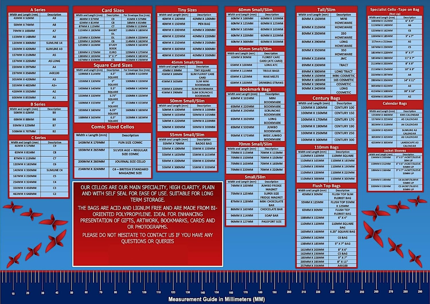 Celloexpress Multi C6-130Mm X 165Mm plus 40Mm Self Seal Flap - 30 Micron Cellophane Clear Display Bags for Holding up to 10 C6 Cards & Envelopes - Small Cello - Pack of 100 image number 3