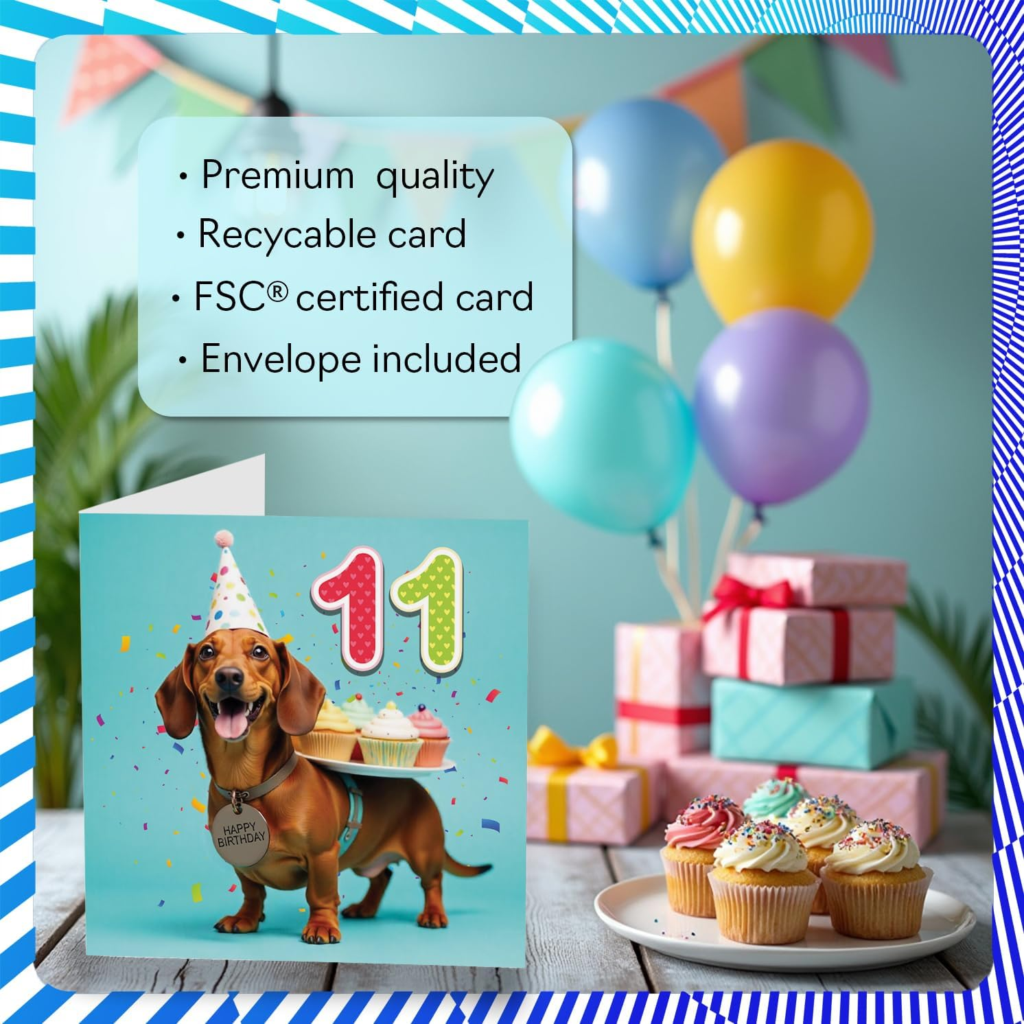 11Th Birthday Cards for Boys Girls - Party Dog - Happy Birthday Card for 11 Year Old Boy Girl Sister Niece Daughter Brother, 145Mm Bday Greeting Cards - 02 image number 7
