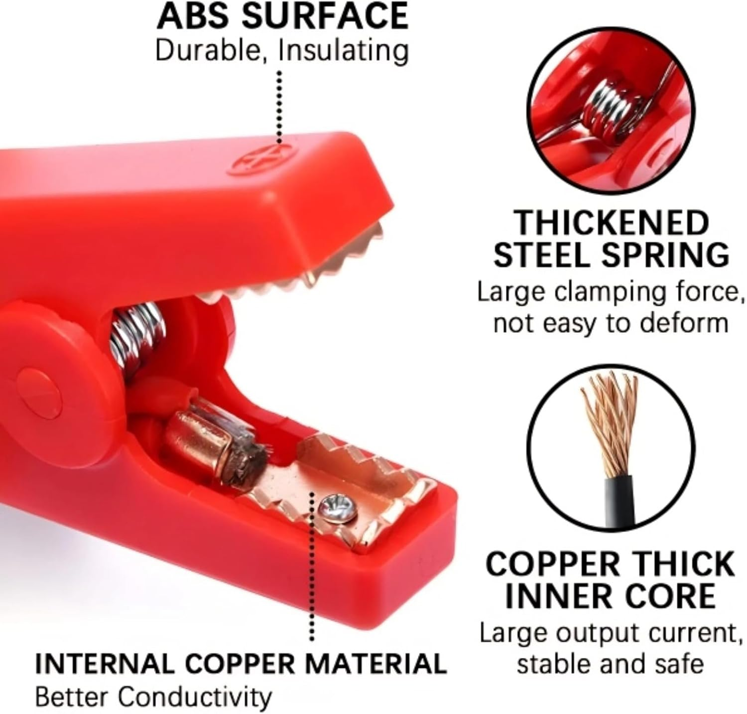 Battery Jumper Clamp, Car Starter Clamp DC12V Practical for Emergency, Car Jump Starter Clamp EC5 Male Connector, Emergency Automotive Battery Booster Jumper Clamp Cable DC12V(200A) image number 2