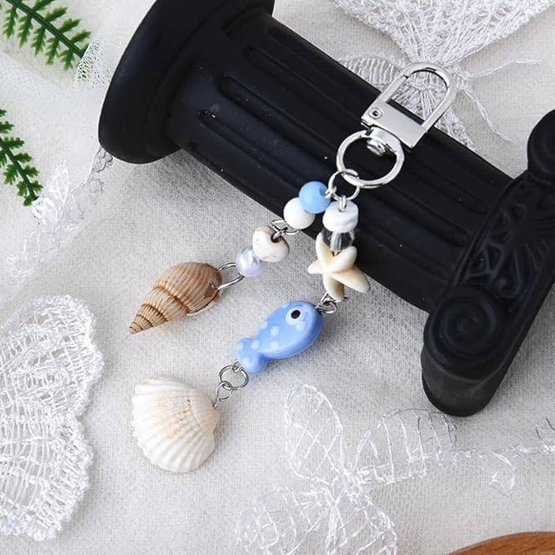 Fokmuaex 2Pcs Ocean Theme Keychains Set - Seashell & Starfish Charms for Beach Bags, Purses & Phones, Cute Accessories for Girls & Women image number 5