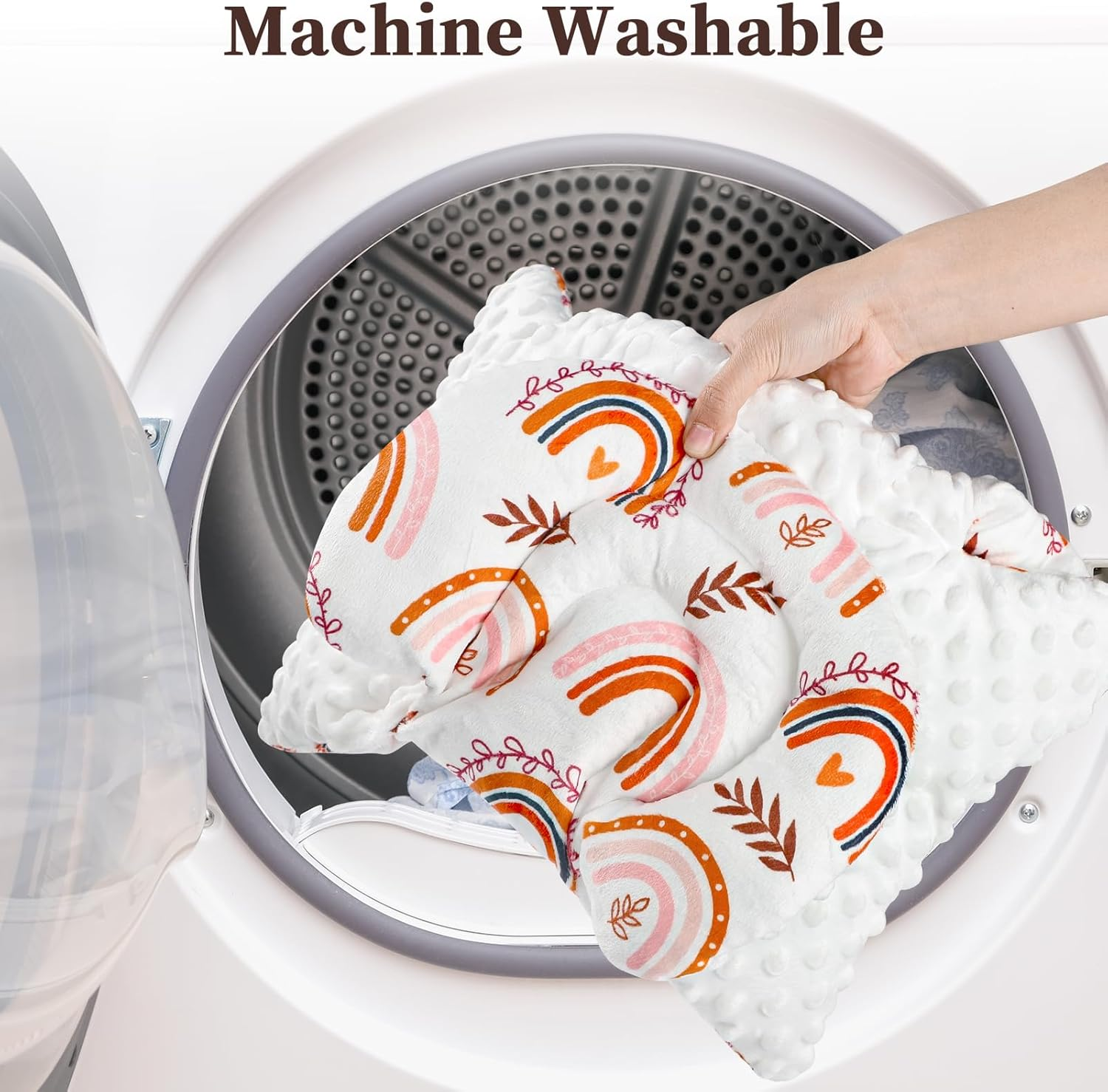 Pea Pod Infant Car Seat Insert with 3 Strap Covers, 3 in 1 Reversible Rainbow Baby Car Seat Head Support for Newborn, 3D Soft Carseat Cushion for Preemie to Infant, Stroller, Swing, Bouncer image number 1