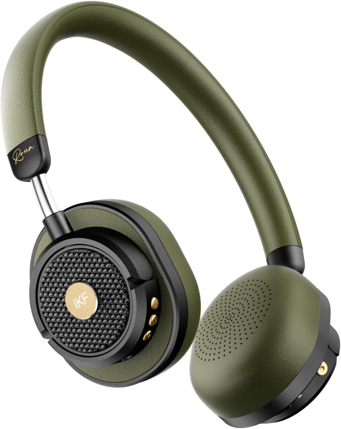 Ikf Rona Retro Classic Active Noise Cancelling Wireless Headphones, Bluetooth on Ear Headset with Mic,75H Playback, Metal Vintage Design,3D Movie Sound,Wired,For Small Heads & Teens (Starlight)