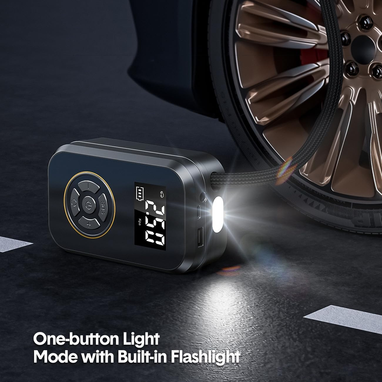 Mershine Inflator Cordless Air Mompressor, Portable Electric Tyre Pump 150 Psi with Digital Display,Air Inflator for Cars, Bike, Basketball image number 5