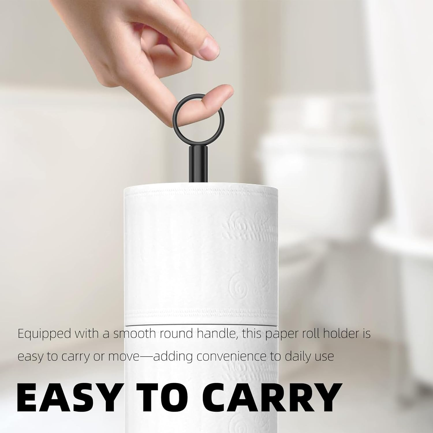 Toilet Paper Holder Stand with Reserve Stainless Steel Paper Roll Holder Stand for Bathroom, Kitchen Free-Standing Toilet Paper Holder with Storage Function image number 4
