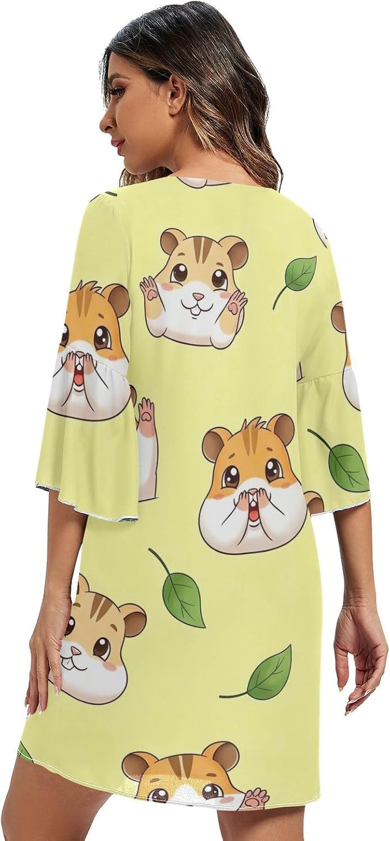 Cute Cartoon Hamster Chiffon Dress Printed Line Maternity Dress image number 1