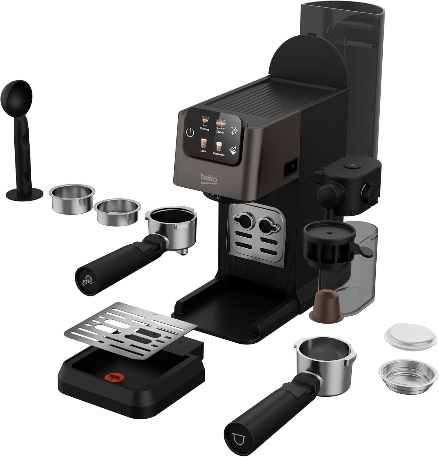 Beko Caffeexperto Bean to Cup Coffee Espresso Machine CEP5464DX | Black | Colour Touch Screen Display | 2L Capacity |19 Bar Pressure | 2 Coffee Nozzles & Milk Frother