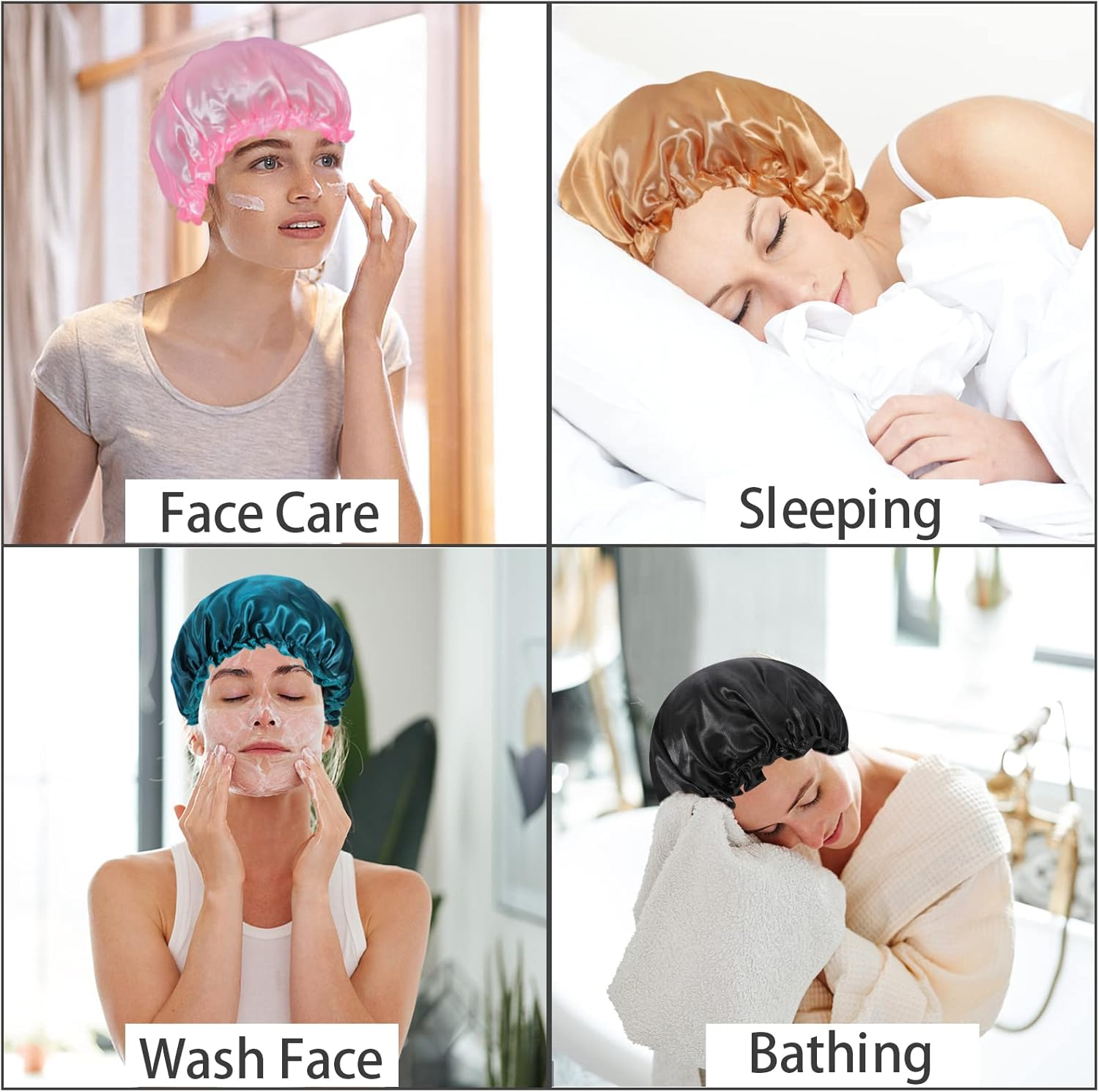 Extra Large Satin Bonnets Sleep Caps,Soft Wide Band Elastic Satin Bonnet,Comfortable Silk Bonnet,Satin Silk Jumbo Bonnet image number 6