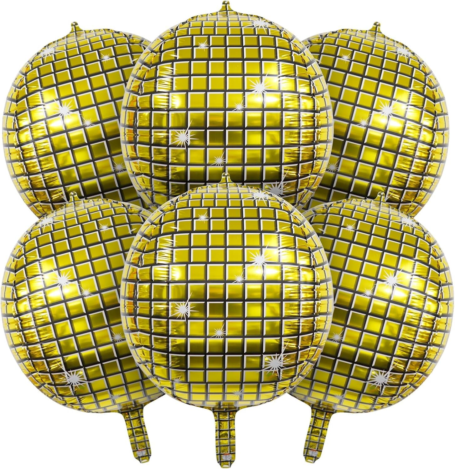 Disco Ball Balloons Gold Balloons for Disco Party Decor 22 Inch Big 4D round Metallic Disco Foil Mylar Balloons Gold Party Decorations for 70S 80S 90S Themed Party Birthday Bachelorette Party 6 PCS image number 3