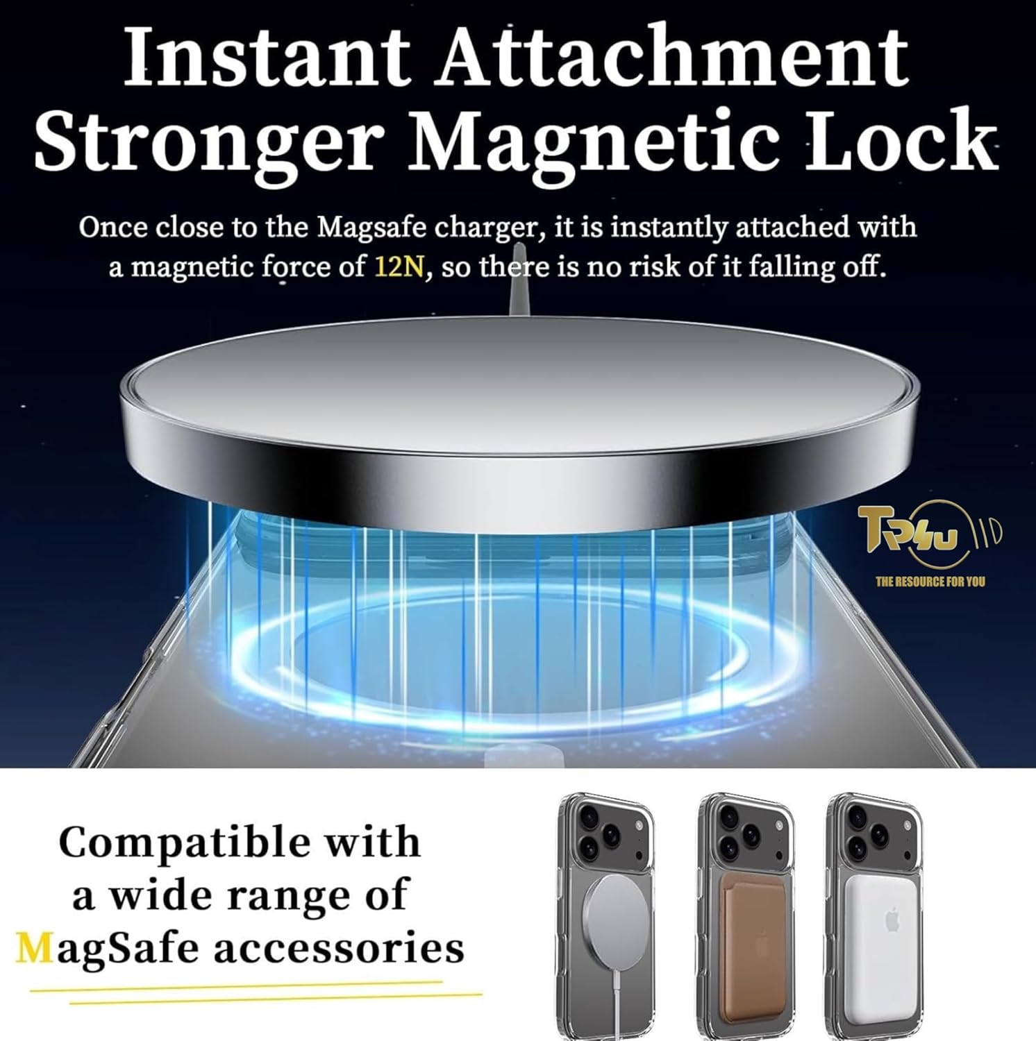 TR4U the Resource for You Clear Magnetic Case Compatible with Iphone 17 Pro Max [Anti-Yellowing] [Military Grade Drop Protection] Hard Back Protective, Compatible with Magsafe Accessories (2025) image number 6