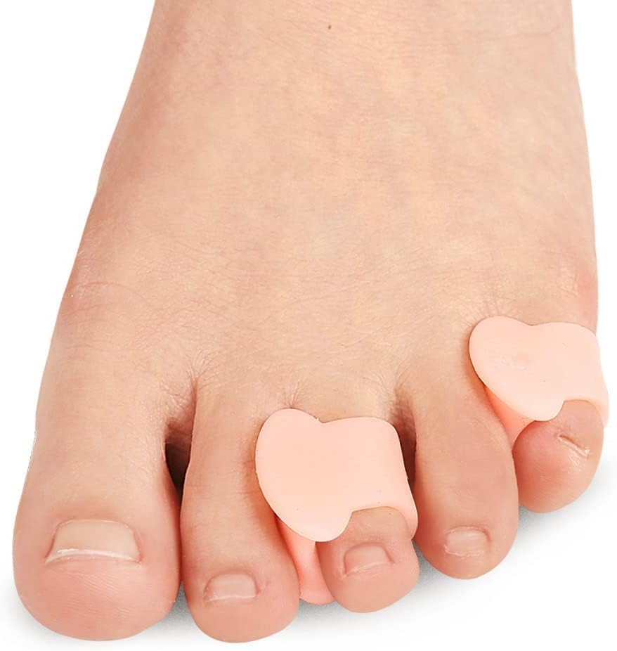 5 Pair Pinky Toe Separators, Little Toe Spacers Relieve Pain from Friction and Pressure Foot Care Tool (Beige)