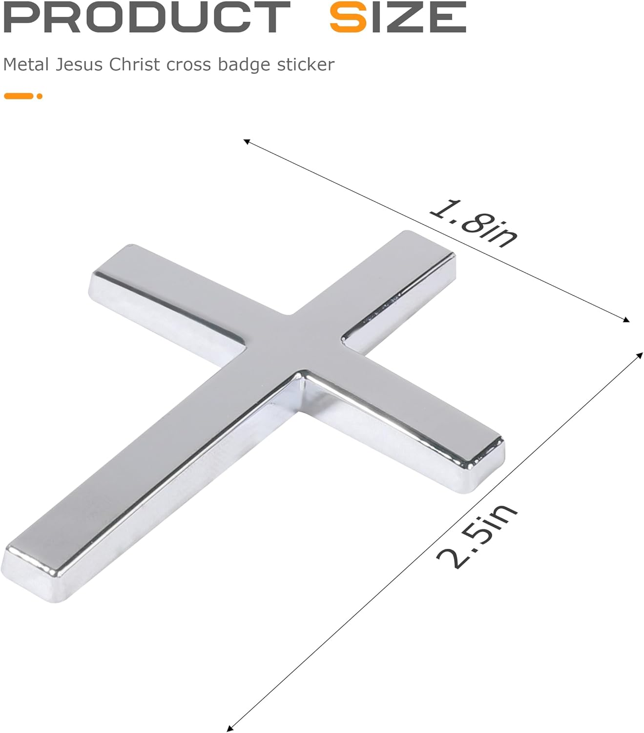 2PCS 3D Cross Stickers,Car Accessories Decals for Vehicles,Self Adhesive Cross Metal Car Emblem,2.5"&times;1.8" Cross Jesus Automotive Decal,Suitable for Trunk Tailgate Side Decoration (Silver) image number 1